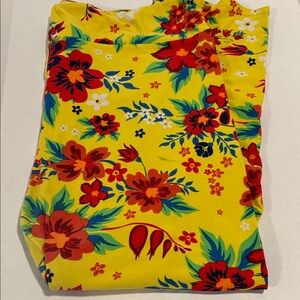 LulaRoe Women’s Yellow Floral Leggings Size TC2